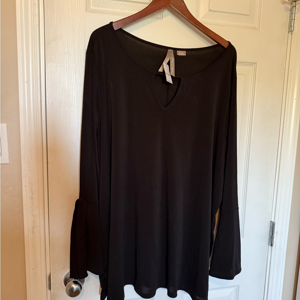 Addition Elle Black Peasant Blouse